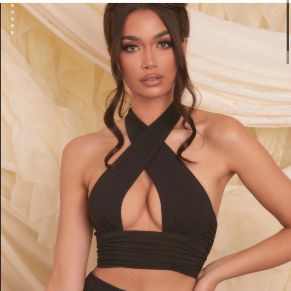 Oh Polly Black Halter Crop Top
